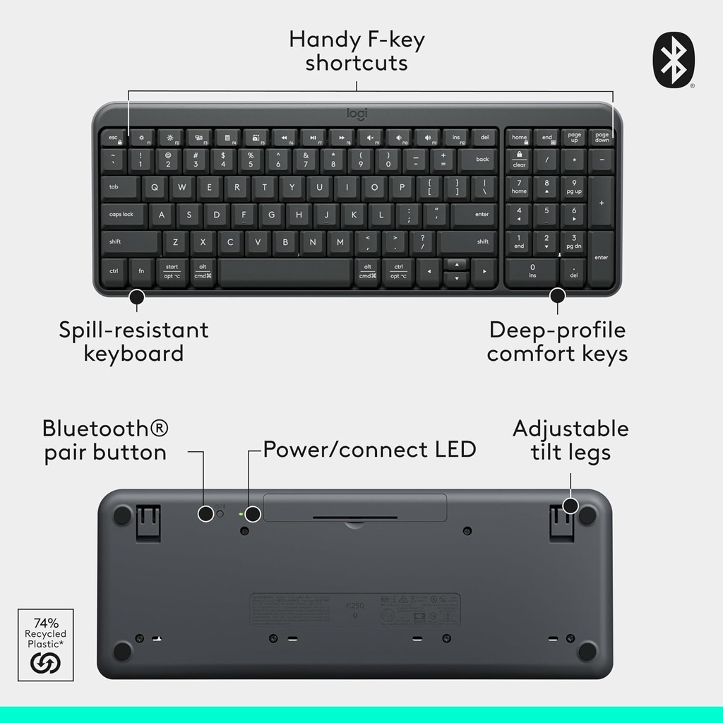 Logitech K250 GRAPHITE Sans Fil 3