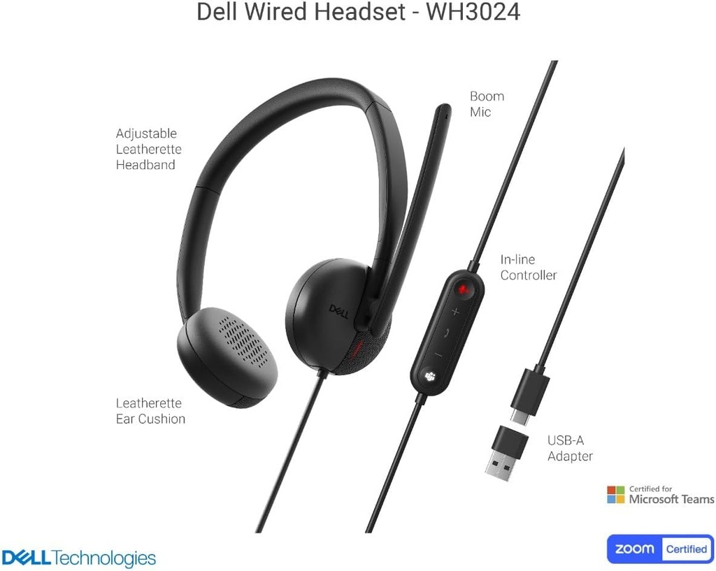 Dell Wired Headset WH3024 Noir 3