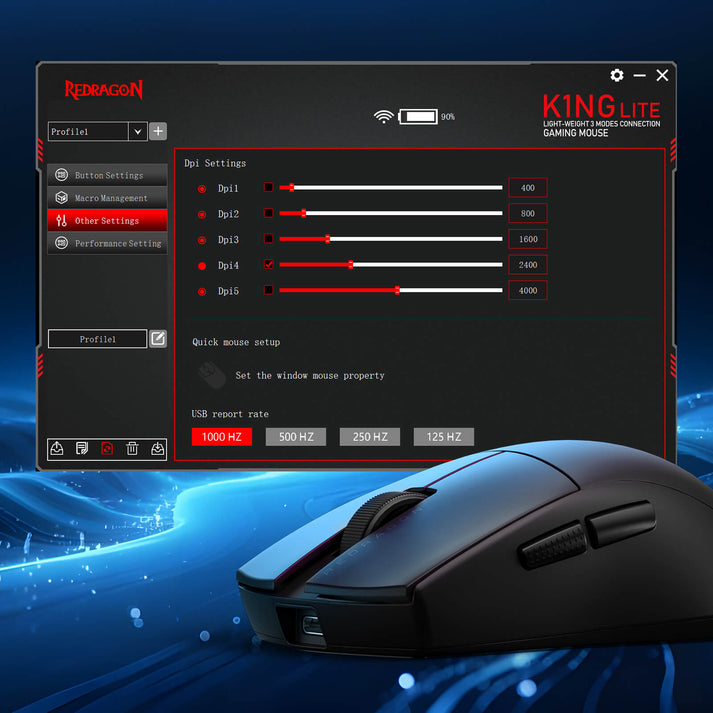 Redragon K1ng Lite M916-LIT-1K Gaming Sans Fil Noir 6