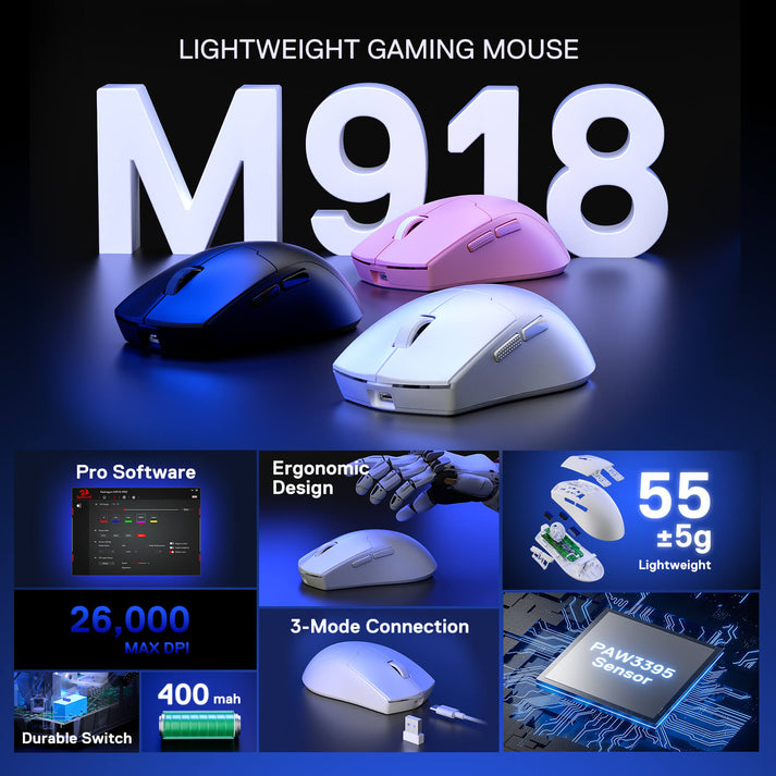 Redragon K1ng Max M918-PRO Gaming Sans Fil Noir 3