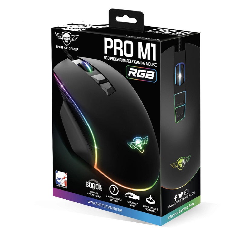 Spirit of Gamer Pro-M1 Souris RGB 8000 DPI Programmable Noir 4