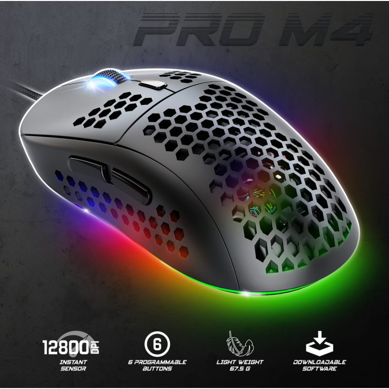 Spirit of Gamer Pro-M4 Souris RGB 12800 DPI Ultra Light Noir 4