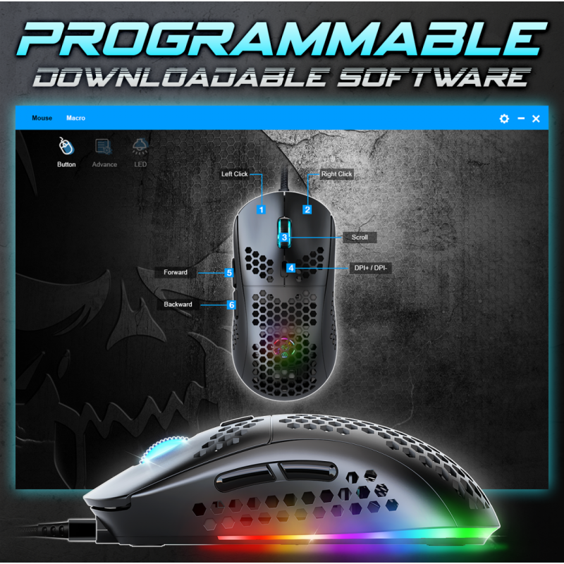 Spirit of Gamer Pro-M4 Souris RGB 12800 DPI Ultra Light Noir 5