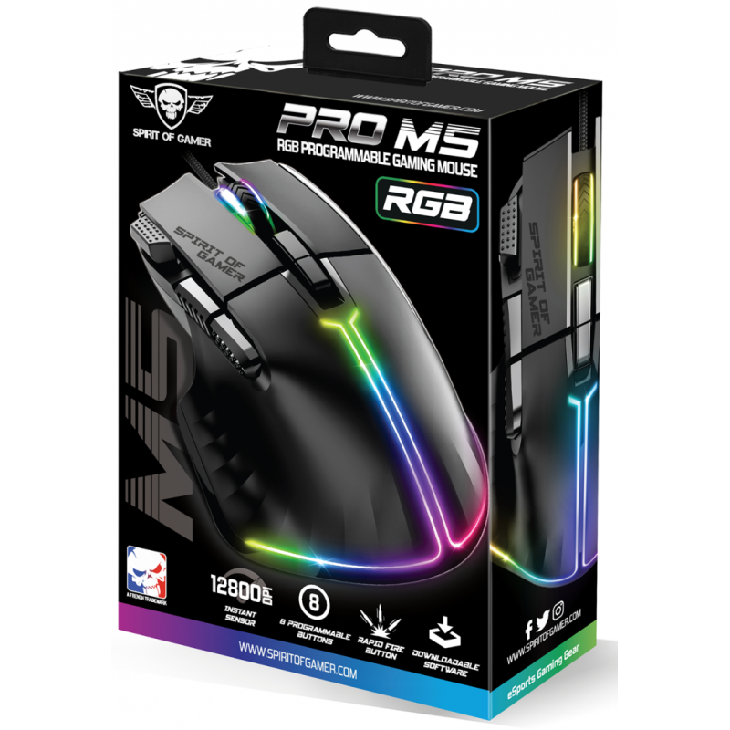 Spirit of Gamer Pro-M5 Souris RGB 12800 DPI 8 Boutons Noir 3