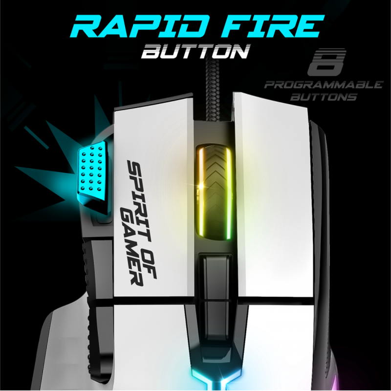 Spirit of Gamer Pro-M5 Souris RGB 8 Boutons Programmable Blanc 3