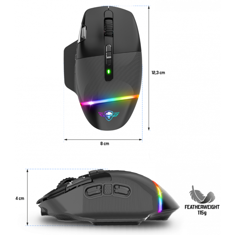Spirit of Gamer Xpert-M800 Souris Sans Fil Rechargeable RGB Noir 3