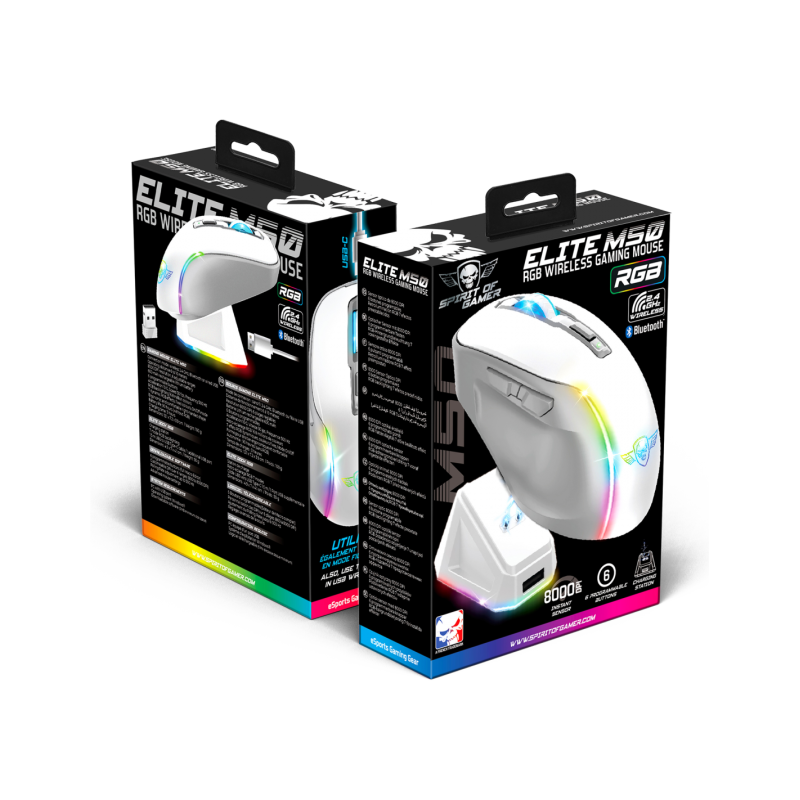 Spirit of Gamer Elite M50 Souris Sans Fil Arctic RGB Blanc 4