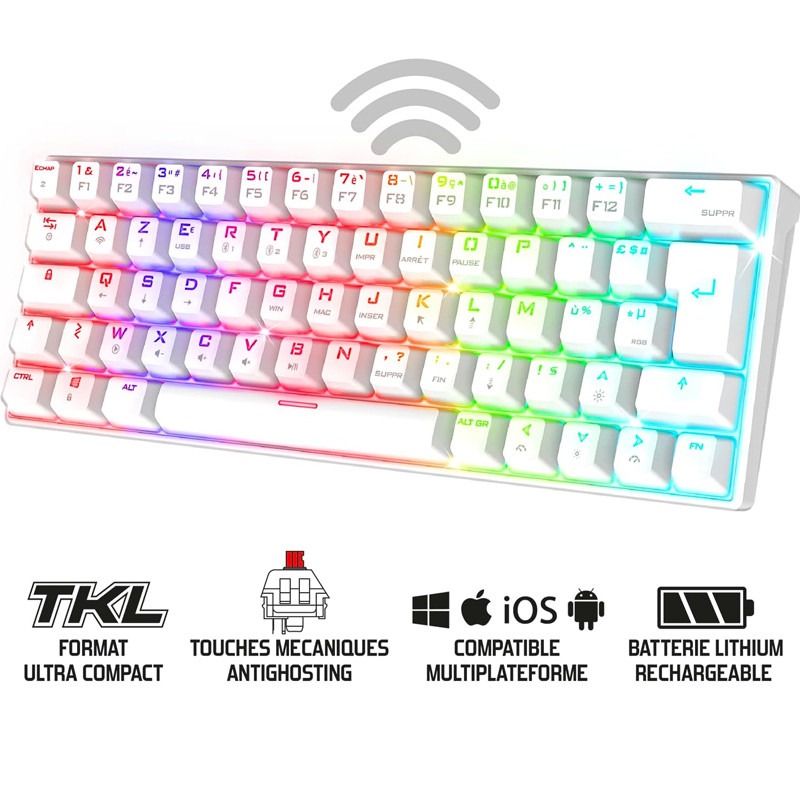 Clavier Gamer Sans Fil SPIRIT OF GAMER XPERT K200 - Blanc 1