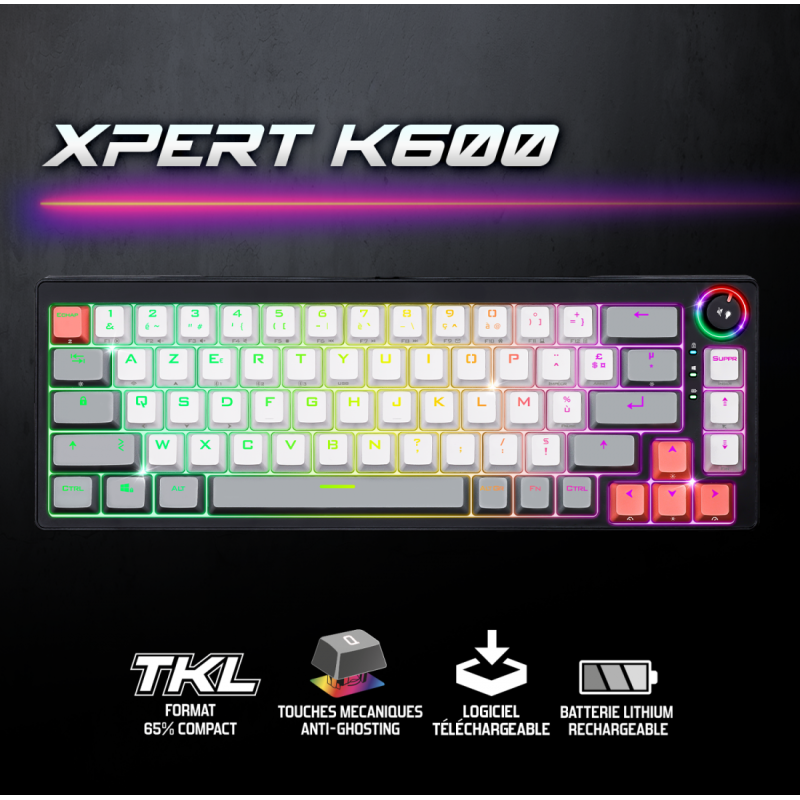 CLAVIER SANS FIL Spirit of Gamer BT SOG XPERT K600 MECA TKLRGB 1