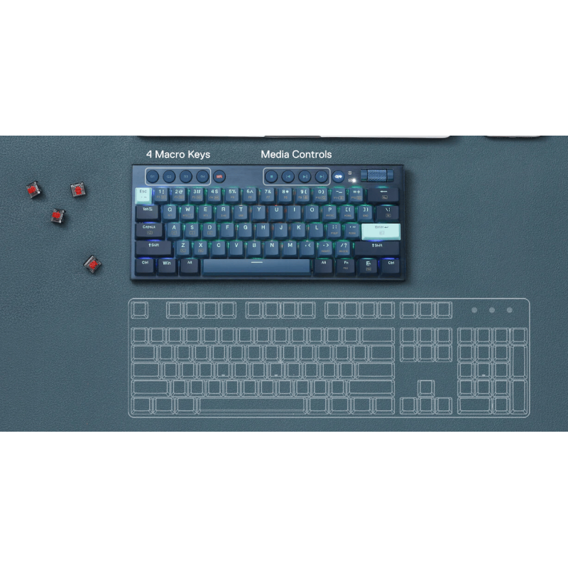 Clavier Gamer Mécanique Redragon NOCTIS K632 PRO RGB / Red Switch / BLEU 2