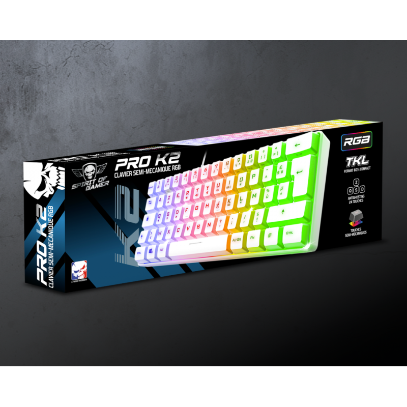 Clavier Gamer Filaire SPIRIT OF GAMER PRO-K2 RGB - Blanc 4