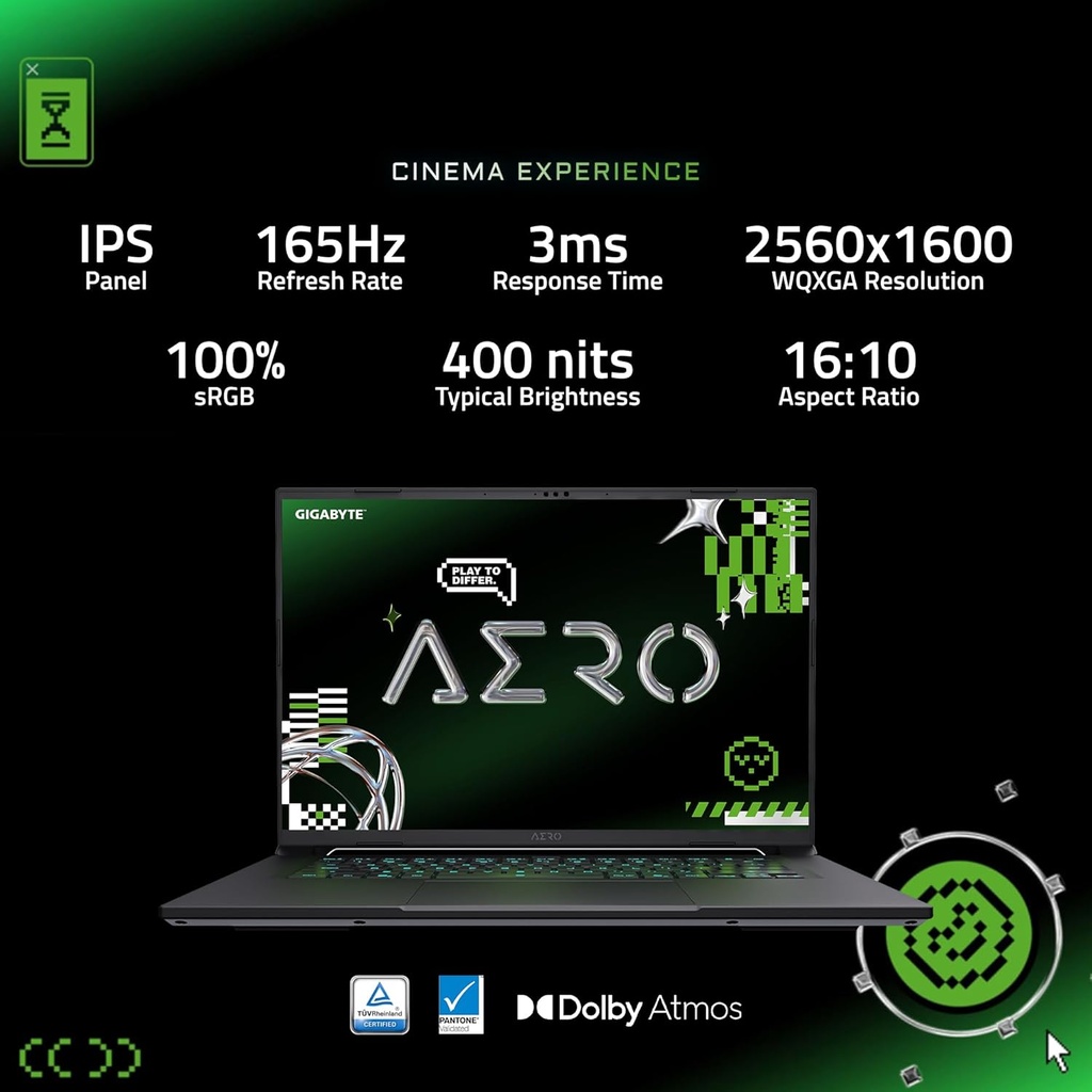 GIGABYTE AERO COPILOT+ X16 1WH - AMD Ryzen AI 7 350 - 16 Go - Gen4 SSD 1TB - Nvidia GeForce RTX 5070 8GB GDDR 3