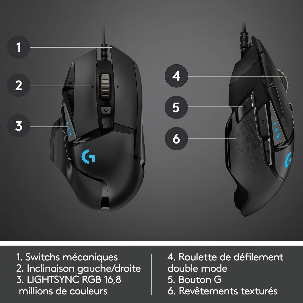 Logitech G502 Hero Noir Filaire image2