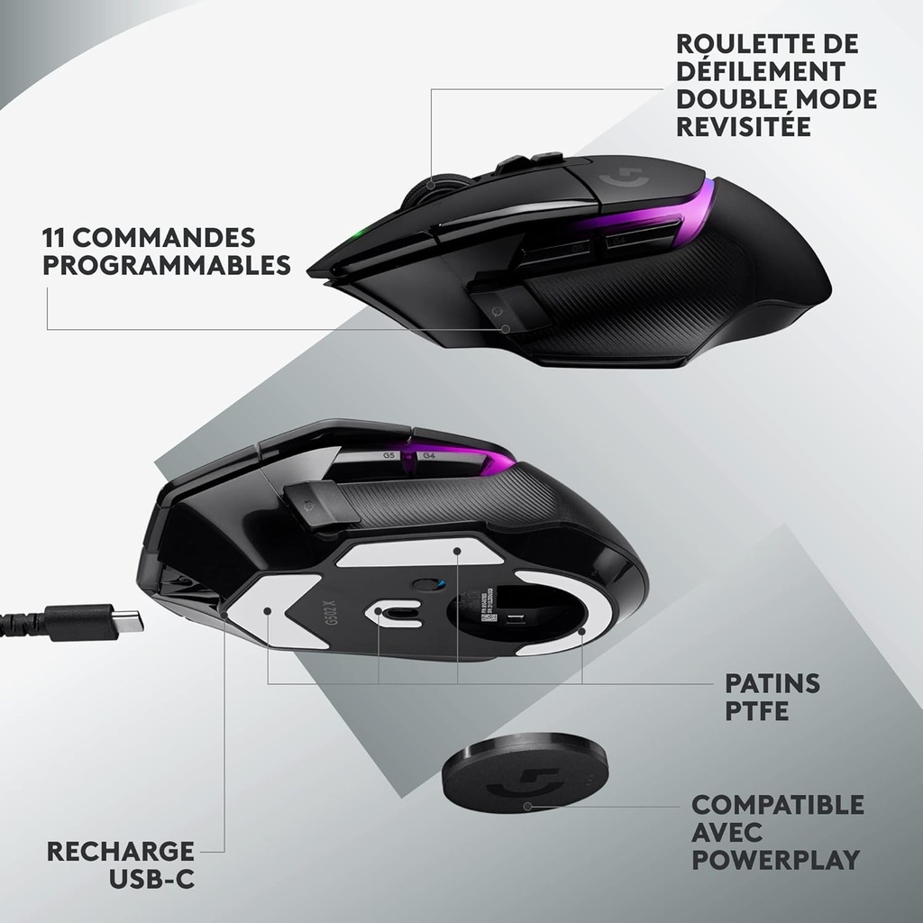 Logitech G502 X Plus Noir Sans Fil image3