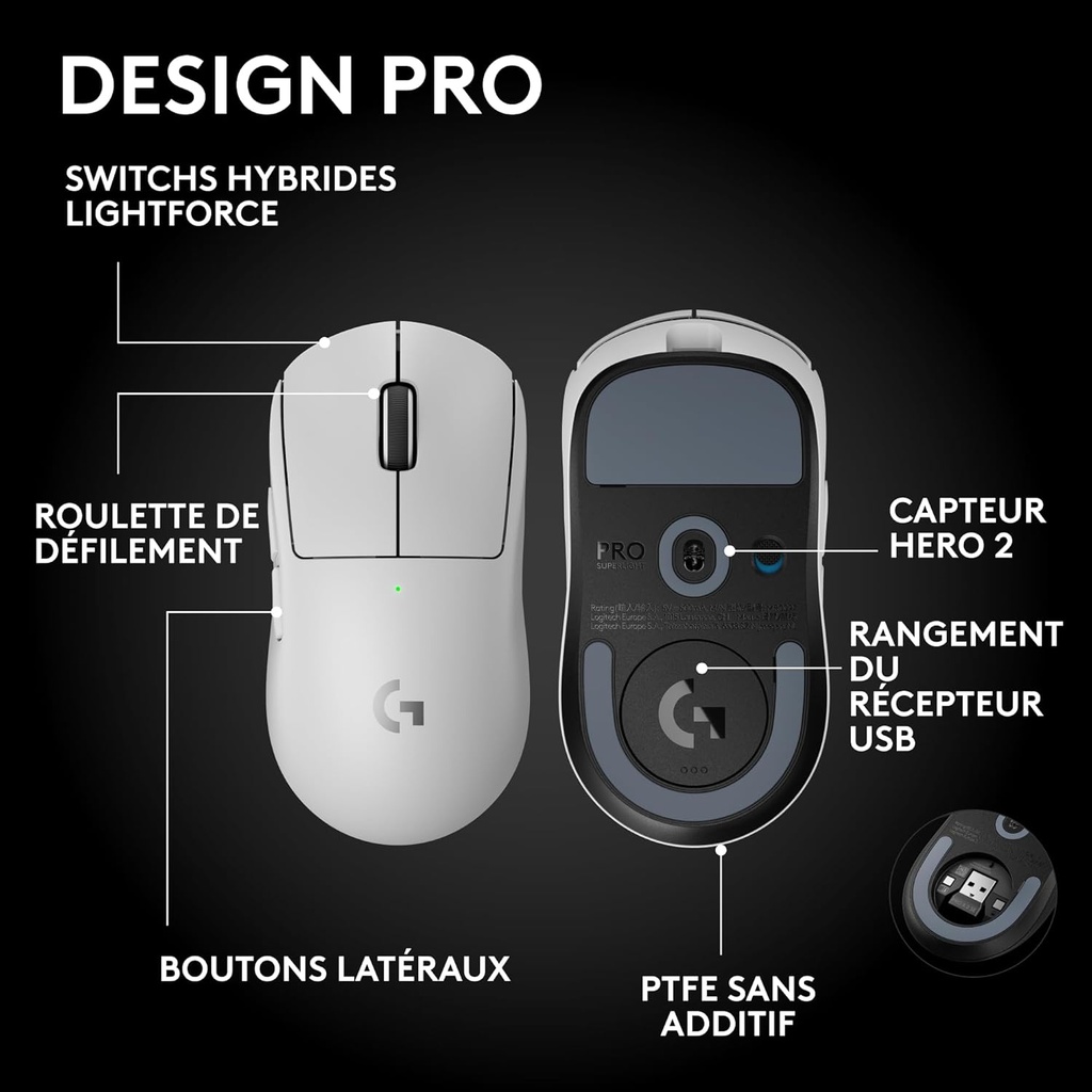 Logitech Pro X Superlight 2 Blanc Sans Fil image3