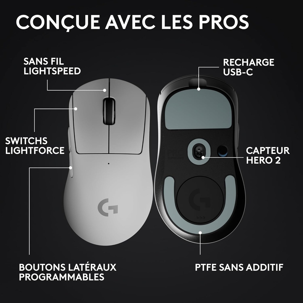 Logitech Pro X Superlight 2 Dex Blanc Sans Fil image3