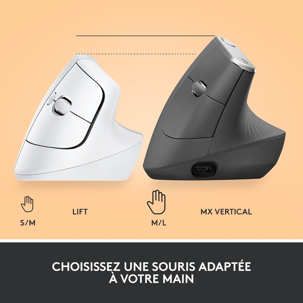 Logitech Lift Vertical Blanc Cassé Sans Fil image5