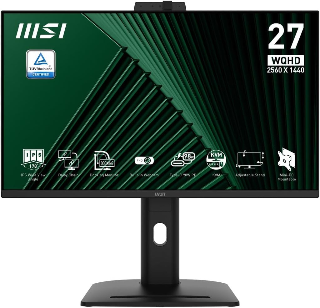MSI PRO MP275QPDG 27" WQHD IPS | Type-C 98W PD | 100Hz | Docking & Daisy Chain | Haut-parleurs