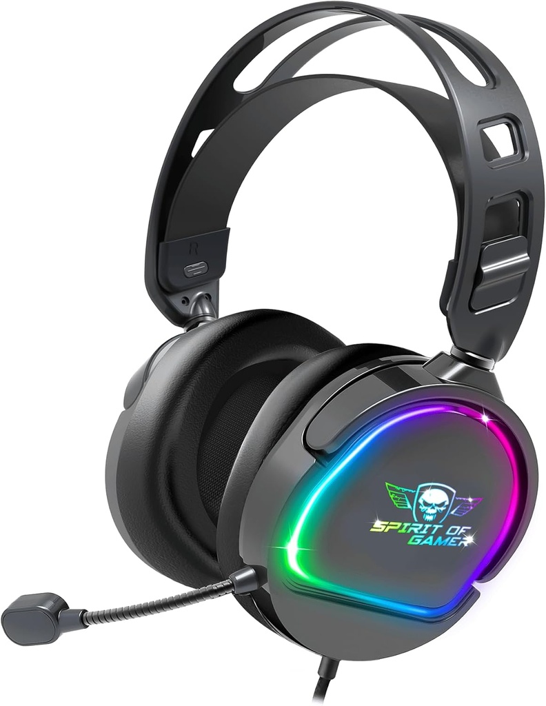 Micro Casque Gamer Filaire SPIRIT OF GAMER PRO-H6 Dark RGB - Noir