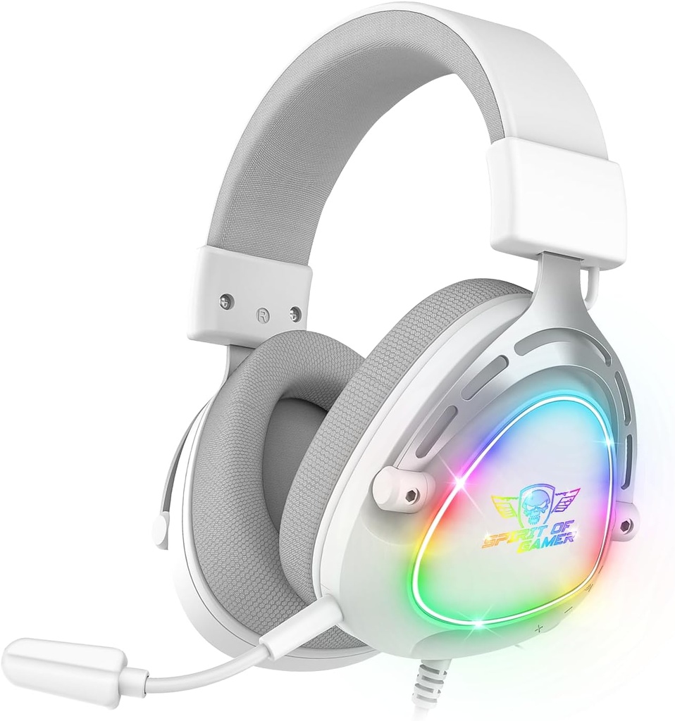 Micro Casque Gamer Filaire SPIRIT OF GAMER ELITE H40 Arctic RGB - Blanc