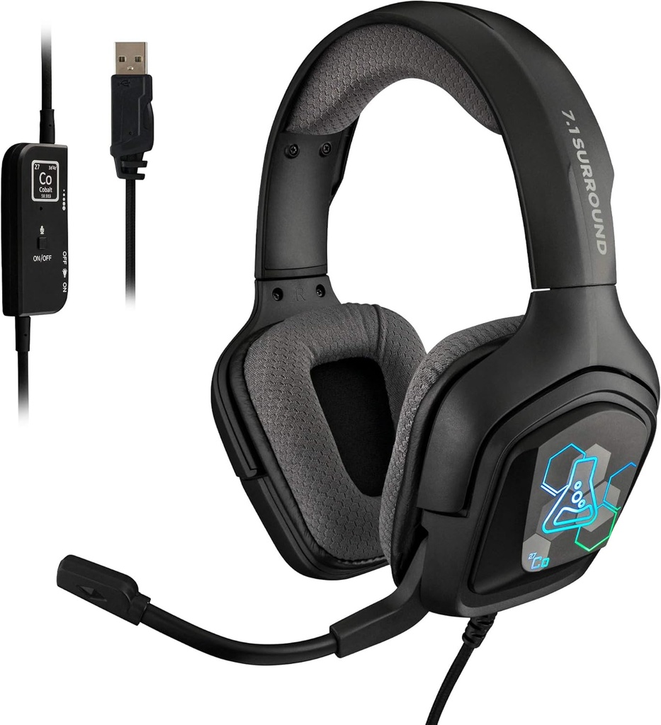 Micro Casque Gamer Filaire G-LAB KORP COBALT 7.1 USB RGB - Noir